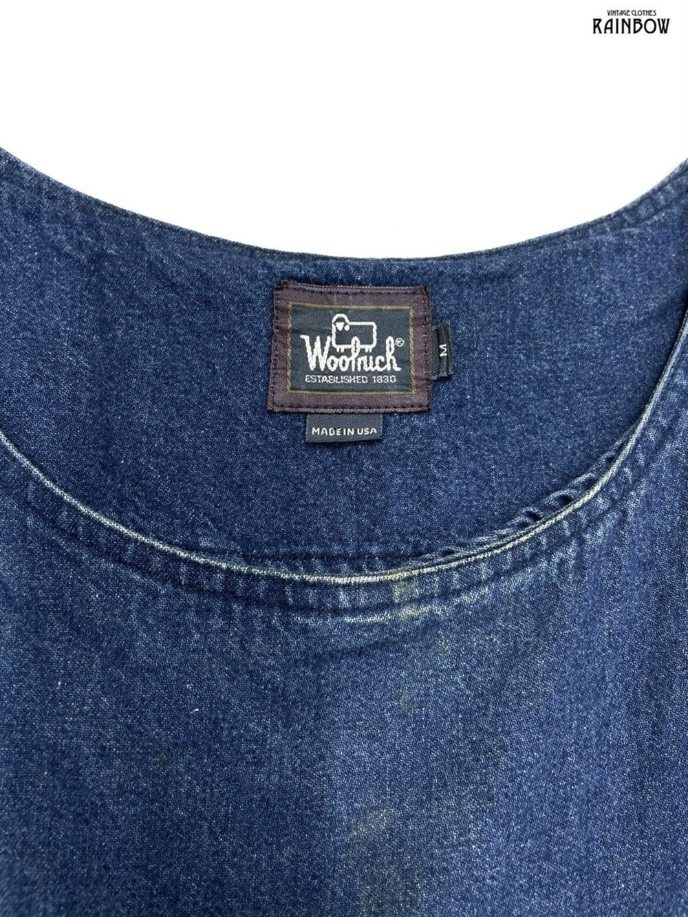 vintage 80’s Woolrich MADE IN THE USA blue denim dress 100% cotton Size Medium - Picture 7 of 12
